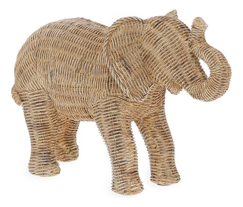 Escultura Elefante Em Polirresina Com Texturas Bege Mart