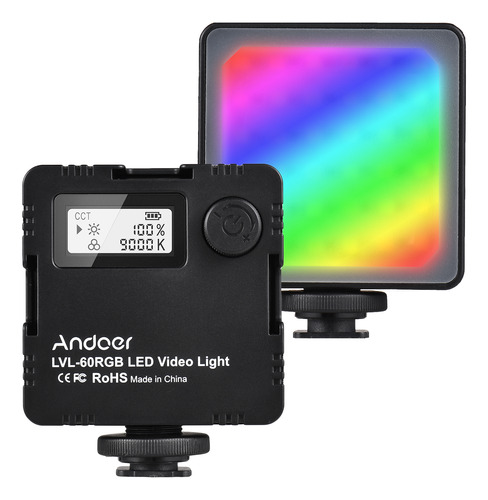 Mini Lámpara De Vídeo Led Bicolor Andoer Lvl-60rgb 2500k-900