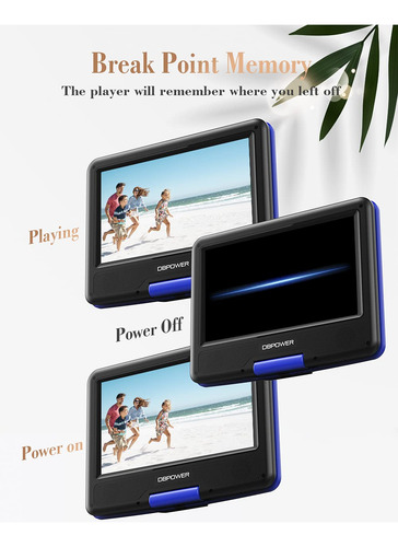 Reproductor De Dvd Portátil Dbpower 11.5 Azul Con Batería De