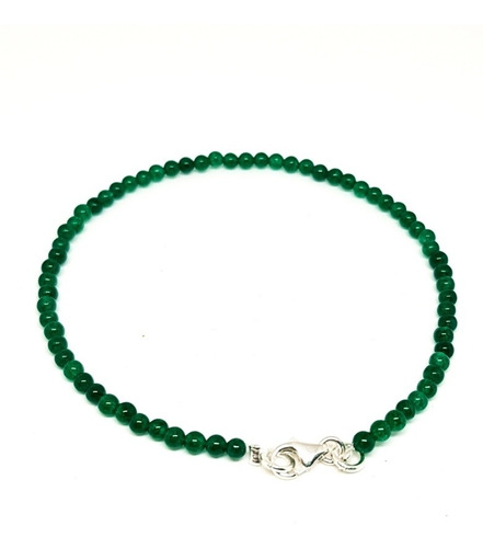 Pulsera  Finita De Jade Verde Natural Mosquetón De Plata 925