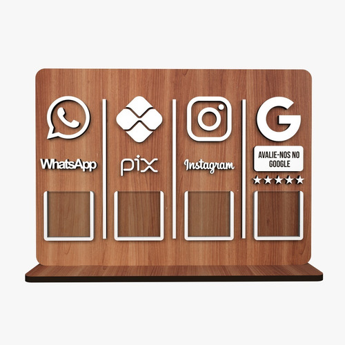 Imagem 3 de 4 de Placa 4 Códigos Qr Instagram Pix Whatsapp Google Meu Negócio