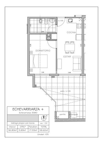 Venta Apartamento 1 Dormitorio Pocitos Echevarriarza Y Pereira De La Luz Ed. Echevarriarza Patio Par
