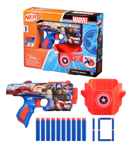 Lanzador Nerf Marvel Capitán América Azul