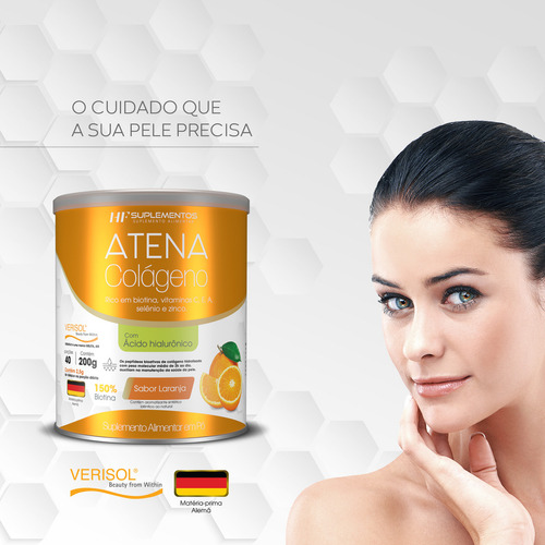 6x Colágeno Atena Verisol+ácido Hialurônico Sabor Laranja