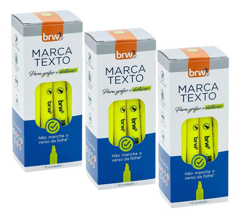 Caneta Marca Texto Fluorescente Brw Caixa Com 12 Kit 3