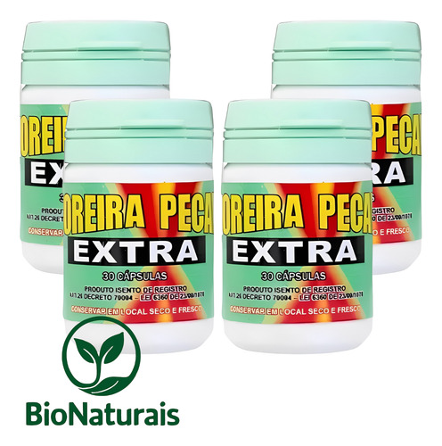 Kit 4 Frascos Moreira Pecan Extra 30 Cápsulas Nutricional Sem Sabor