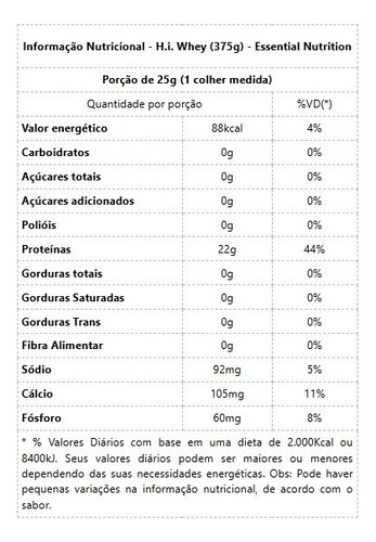 H.i. Whey (375g) - Padrão: Único Sem Sabor