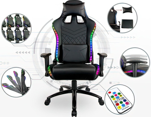 Silla Gamer Gaming Ergonomica Reclinable Luz Led Rgb Luces