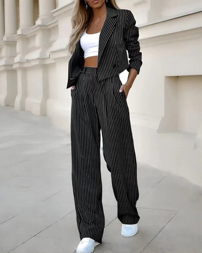 Para Elegante Conjunto De Traje A Rayas De Moda De