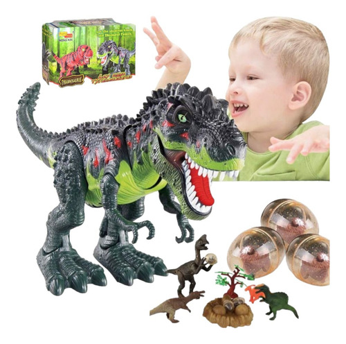 Dinosaurio T-rex Grande Pone Huevo Camina, Luces Sonido 