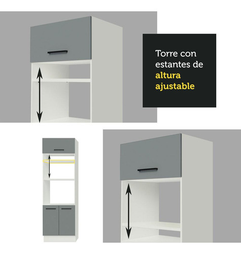 Mueble De Cocina Integral Agata 270 Cm 04 - Blanco Gris