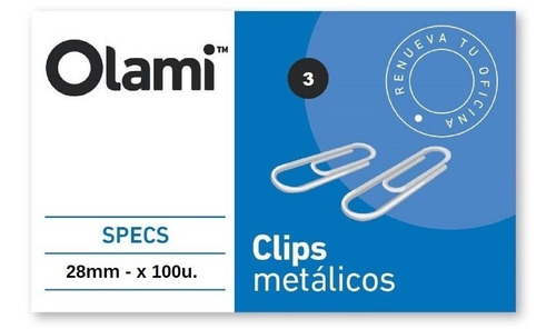 Clips Metal Olami N3 (28mm) - Pack X10 Cajas X100 Unid Mt205