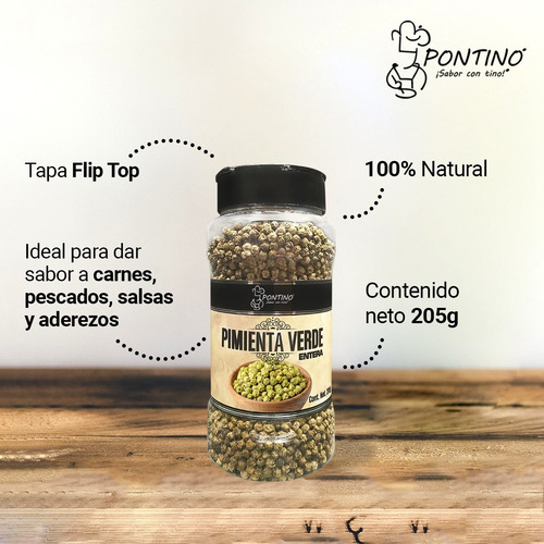 Pontino Pimienta Verde 205 Gramos 2 Piezas