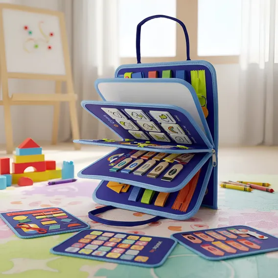 Maleta Educativa Montessori Sensorial Menino Menina Infantil Azul-escuro