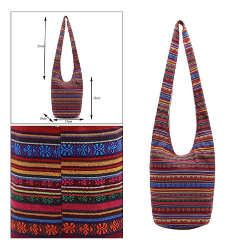 Bolso De Hombro De Lino Y Algodón Bohemio Hippie