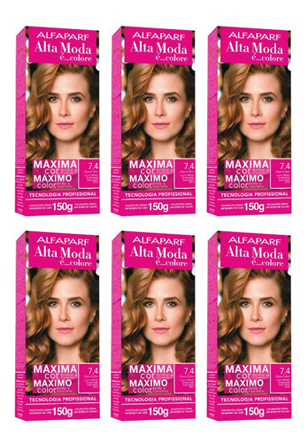 Coloraçao Alta Moda 7.4 Louro Medio Acobreado 150g - 6un