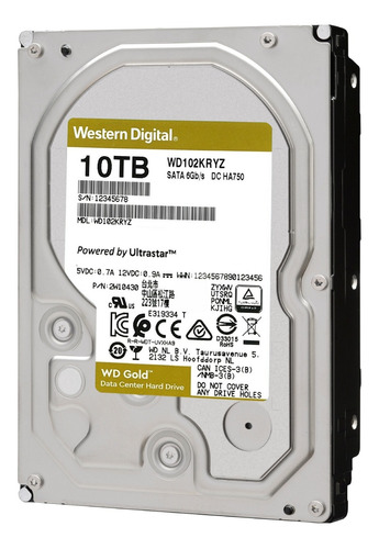 Imagen 3 de 3 de Disco duro interno Western Digital WD Gold WD102KRYZ 10TB oro