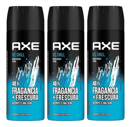 3 Desodorante En Aerosol Axe Ice Chill 150ml