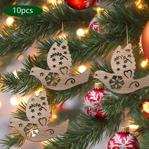6 X 10 Piezas De Rodajas De Madera De Navidad, Recortes
