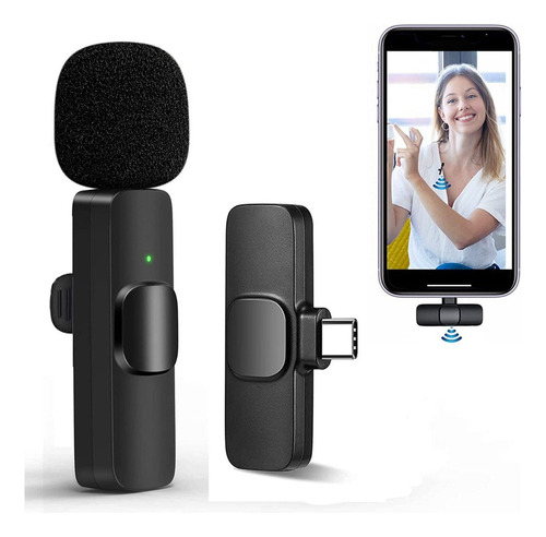 Microfone Para Gravar Videos Podcast Lapela Sem Fio Tipo C