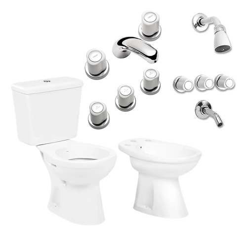 Inodoro Con Mochila Bidet Griferia Completo Peirano Lorca