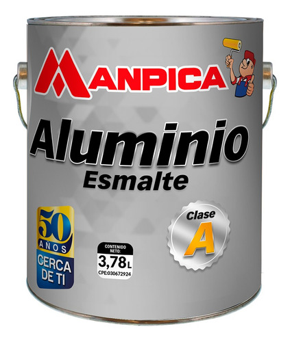 1/4 Galon Pintura Esmalte Aluminio Manpica