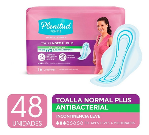 Plenitud Toalla Normal Plus Femme X 16 Unidades Pack X 3