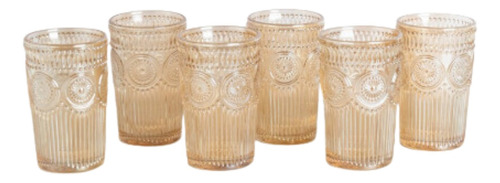 Set X6 Vasos Daisy Gold De Vidrio 380 Cc