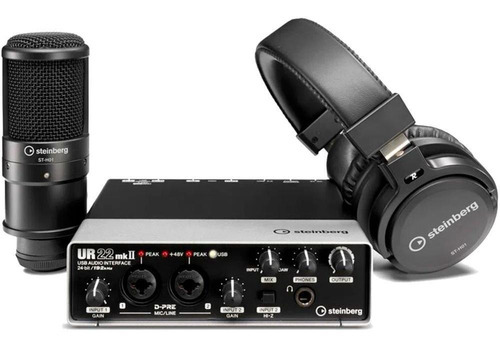 Kit Steinberg Interface Ur22mk + Microfone + Fone Cor Preto 110V/220V