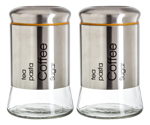 Set 2 Frasco Especiero Organizador Acero Vidrio 1.1 L Cocina Color Transparente