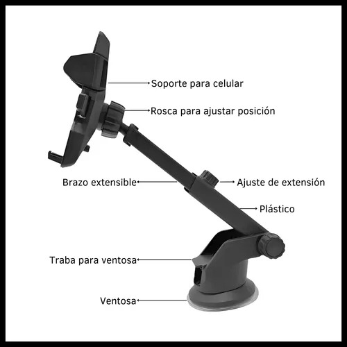 Soporte Premium Reforzado Para Celular Flexible Con Ventosa