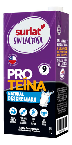 Lecher Surlat Sin Lactosa Con 9g Proteina 1l