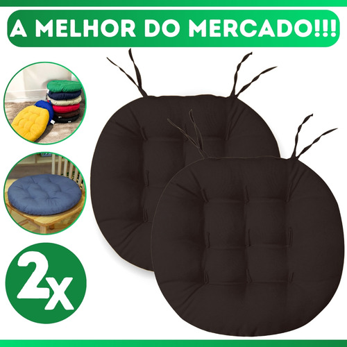 2 Assentos De Cadeira Futon 40x40 - Liso Redondo Cor Marrom