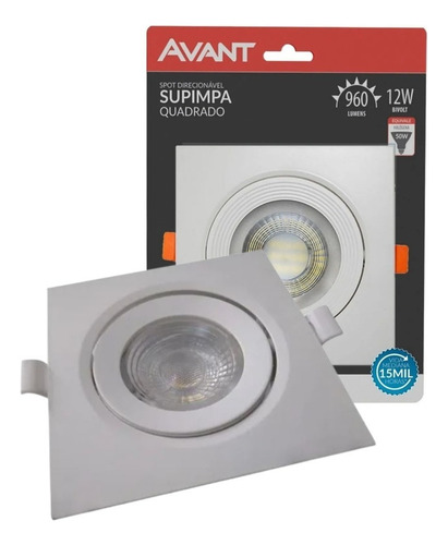 Embutido Par30 12w Led Easy Quadrado Direcionável Kit 8pçs