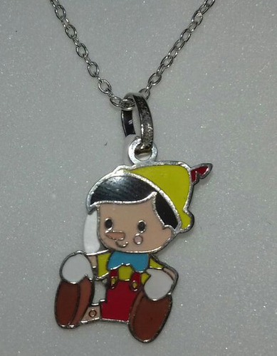 Dije Disney Baby Pinocho Con Cadena Plata .925