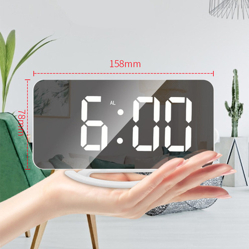 D Despertador Led Con Espejo: Brillo Ajustable,