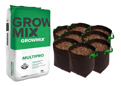 Sustrato Growmix Multipro 80lt Con Maceta Geotextil 10lt 8u