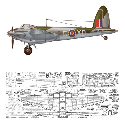 Plano Rc De Havilland Dh-98 Mosquito (retirar X Domicilio)