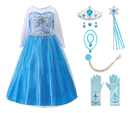 Knemmy Elsa - Vestido Para Niña, Disfraz De Frozen Para Co.