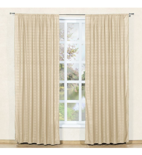 Juego Cortinas Soft Beige 2 Panel 1.30 X 2.20 Satinadas