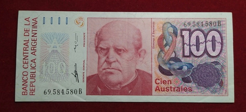 Billete 100 Australes Serie B 1989 Bottero 2841 Excelente 