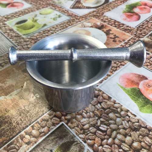 Pilão Almofariz Socado De Alho Temperdos Hotel Em Alumínio Cor Prateado