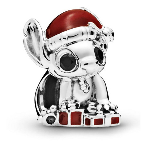 Charm Plata Original Pandora Stitch Navideño Disney