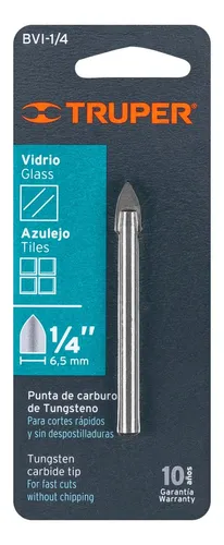 Brocas Para Vidrio Y Azulejo Largo 2 Diámetro 1/4 Truper