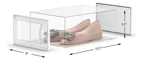 12 Pzs Zapatera Caja Apilable Plegable Organizador Multiusos