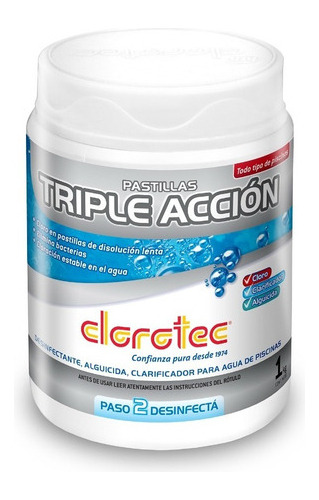 Pastillas Triple Accion Disol Lenta Pileta Cloro Clorotec 1k