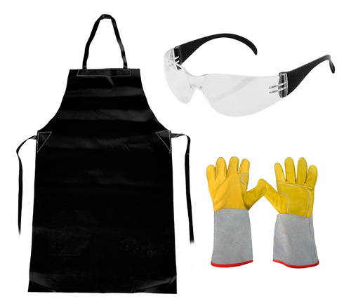 Kit Forestal Guantes Vaqueta + Lentes Antiempaño + Delantal