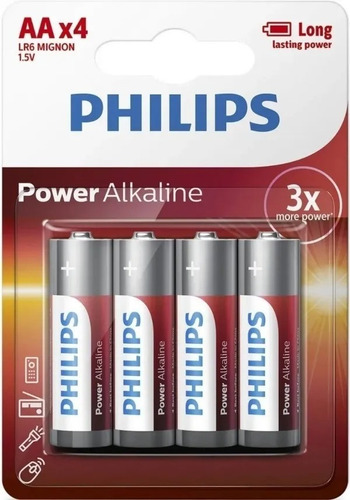 Pila Philips Aa Power Alcalina/alkaline Blister X4 Unidades