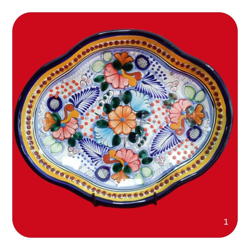 Imagen 5 de 9 de Charola Pavera Mediana De Talavera Poblana Colores Chr
