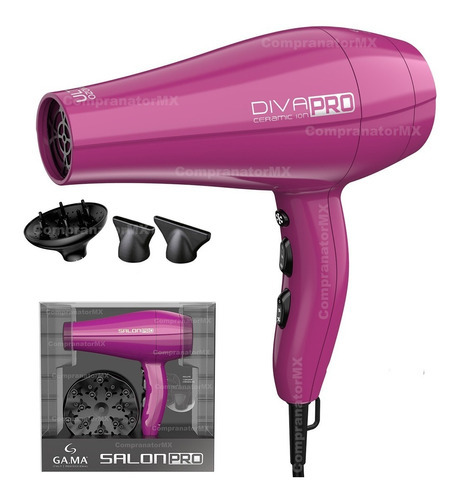 Secadora Cabello Profesional Diva Pro 4d Ozono Iones Cerámic Color Rosa